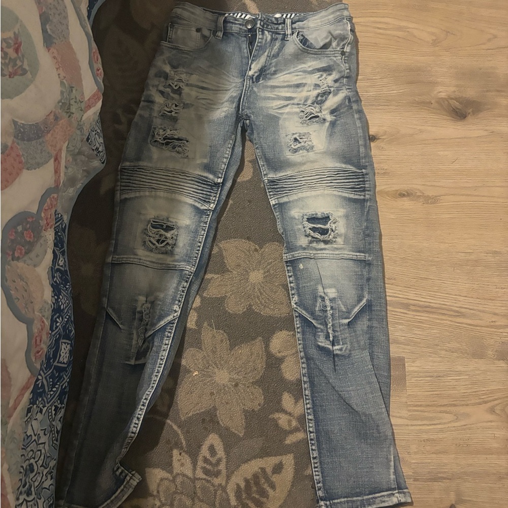 Men's Distressed Skinny Jeans - Blue